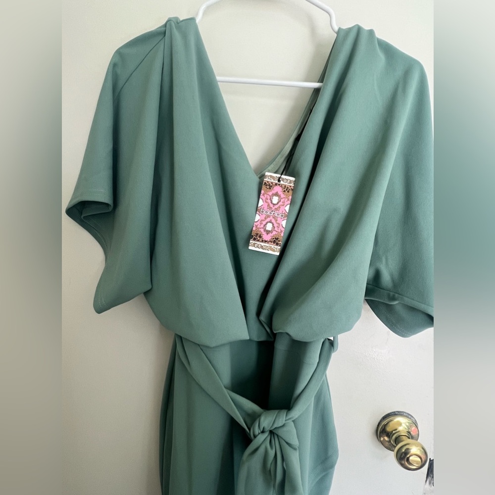 NWT Boohoo Kimono tie belt midi dress US 12 - Picture 3 of 5
